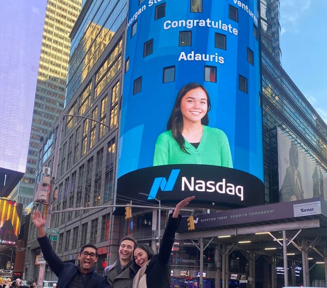 Adauris, got featured on the NASDAQ in Times Square!"